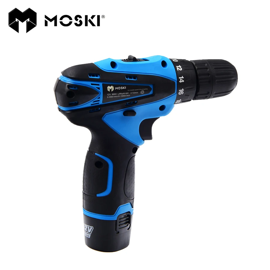 Kopen MOSKI, 2017 NIEUWE 12 v DC Huishoudelijke DIY Lithium Ion Batterij Draadloze Boor Driver Boormachine Tool Elektrische Boor houtwerk