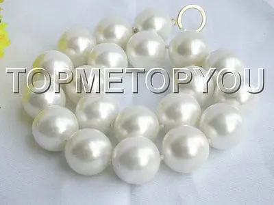 

Free Shipping>>new hot Stunning! WOW! 20mm round white shell pearls necklace