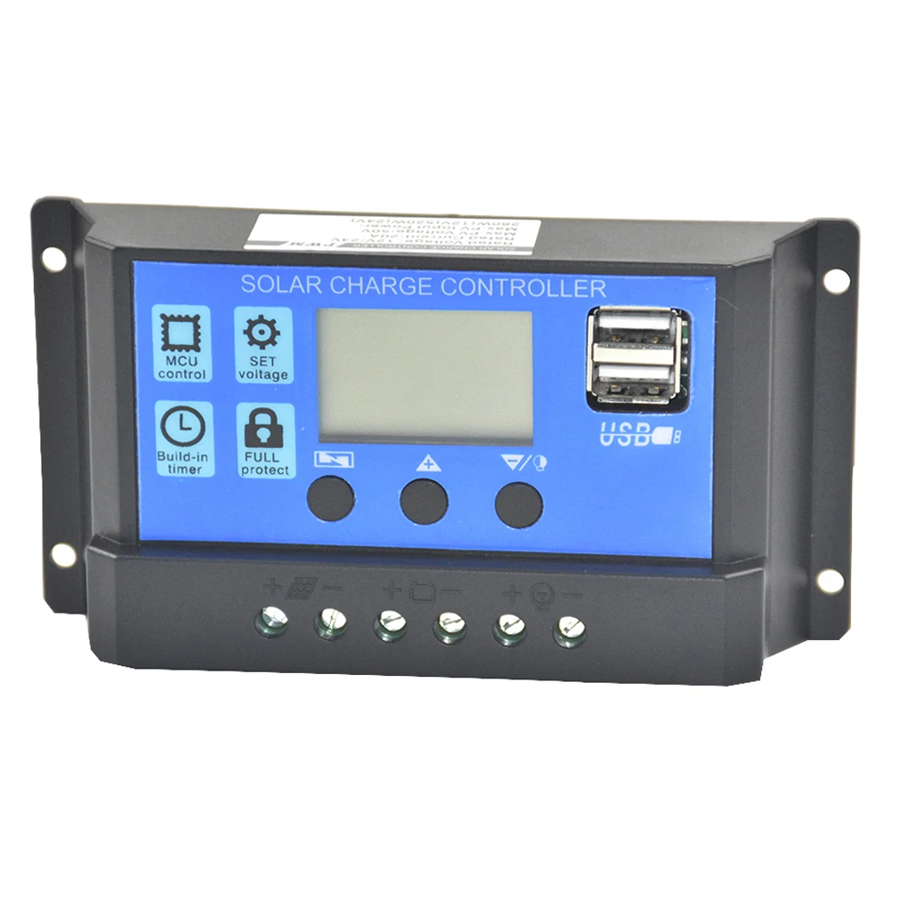 

10A 12V-24V Solar Panel Regulator Charge Controller USB 4-stage PWM Charge Management
