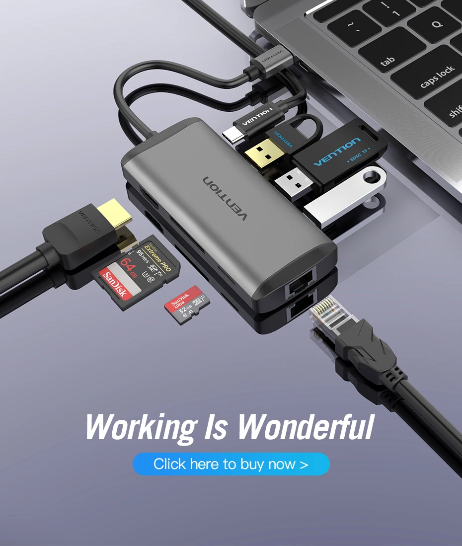 Vention usb-хаб usb type C к HDMI USB 3,0 концентратор Thunderbolt 3 адаптер для MacBook samsung S9 S10 huawei mate 20 P30 Pro USB-C концентратор