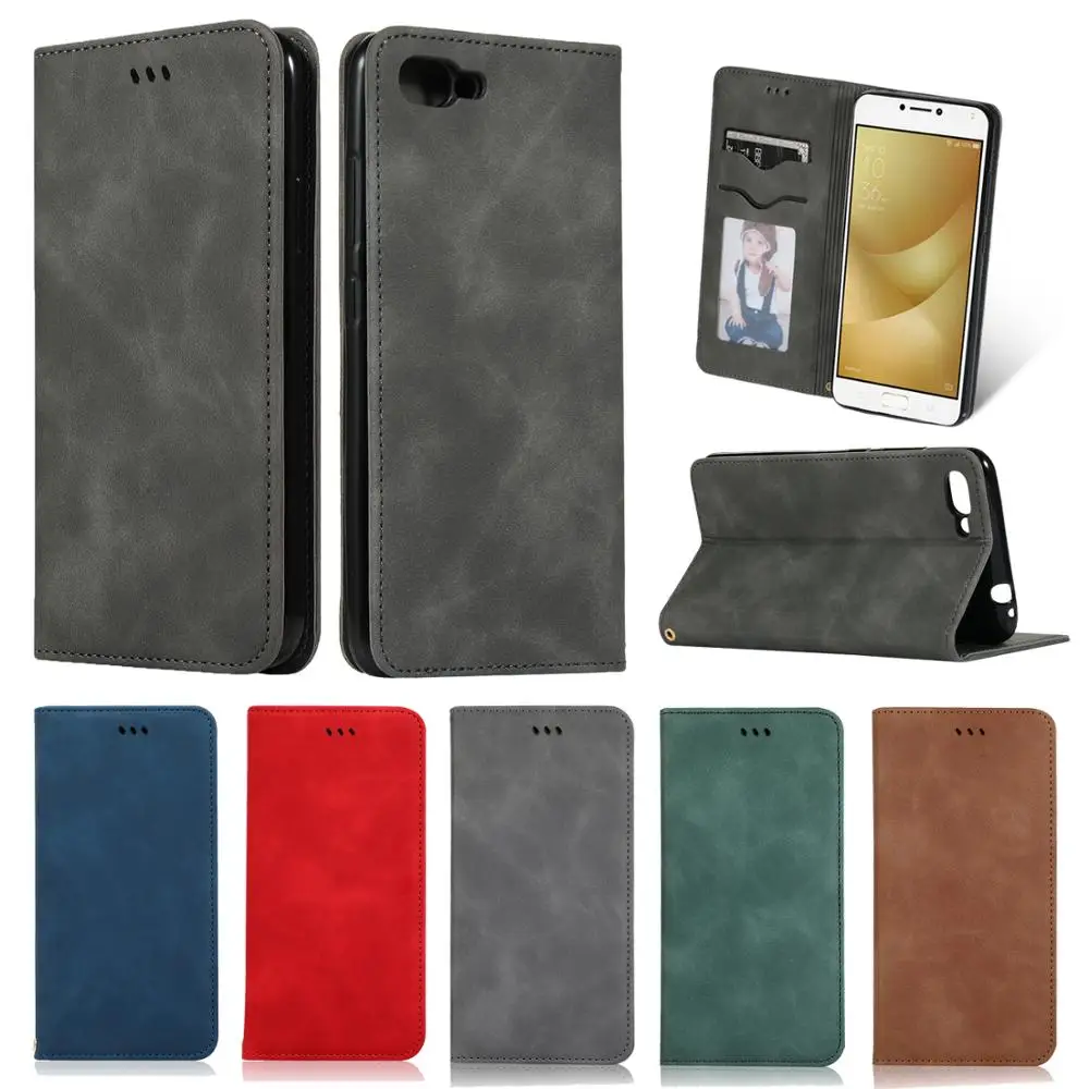 

For ASUS ZC554KL Case Luxury Leather Wallet Flip Case ASUS ZC554KL Cover With Card Slot Magnetic Case Vintage Soft Silicone Bags