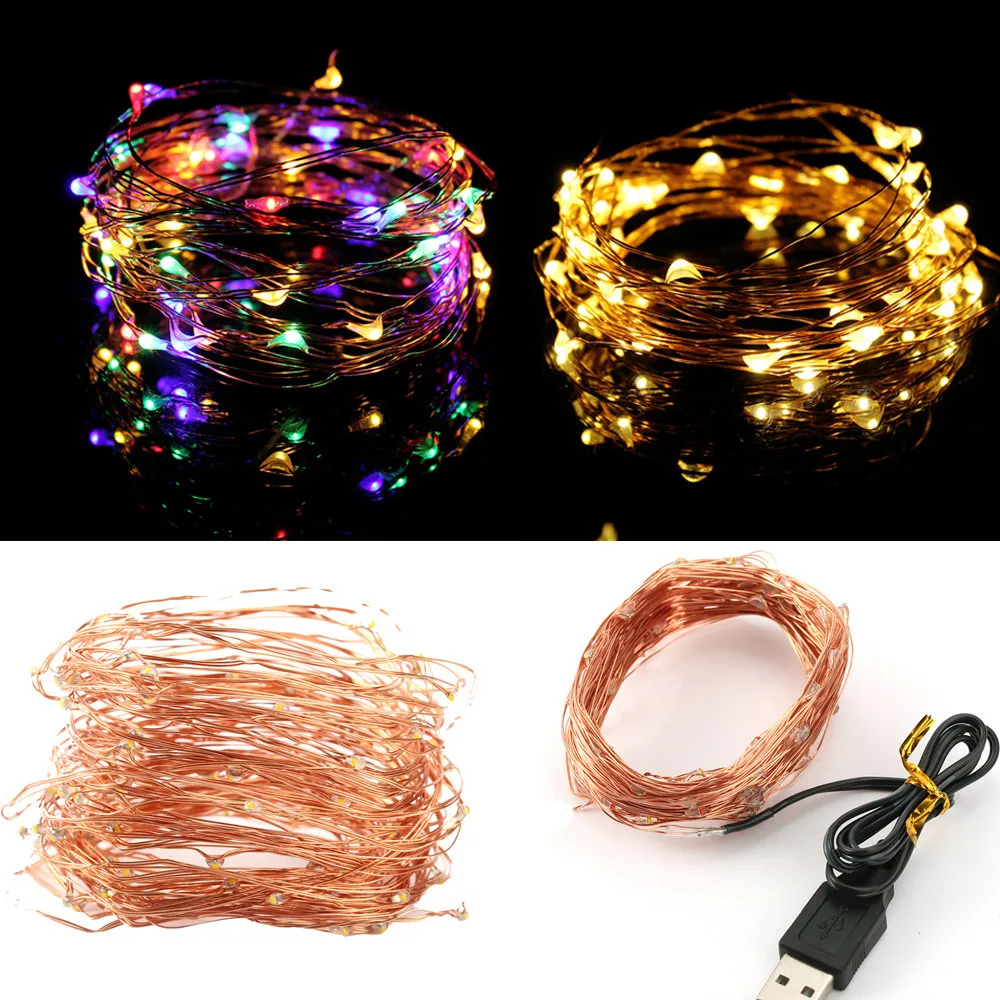 

5M 50 LED String Light USB connector String Fairy Lights Garland Copper Wire Decoration Xmas Lights Party Wedding