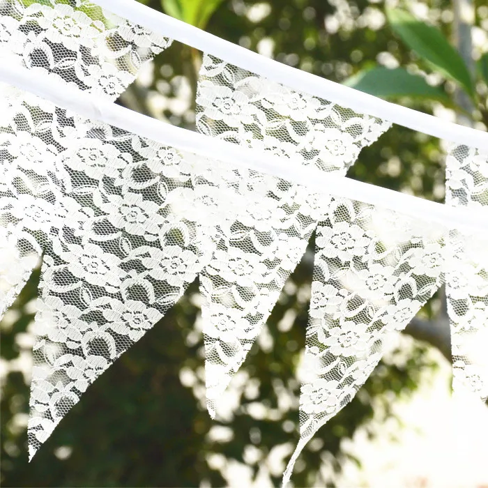 

5pc 2.9m white lace flag color flag, dance wedding party Christmas window decorations to shoot props