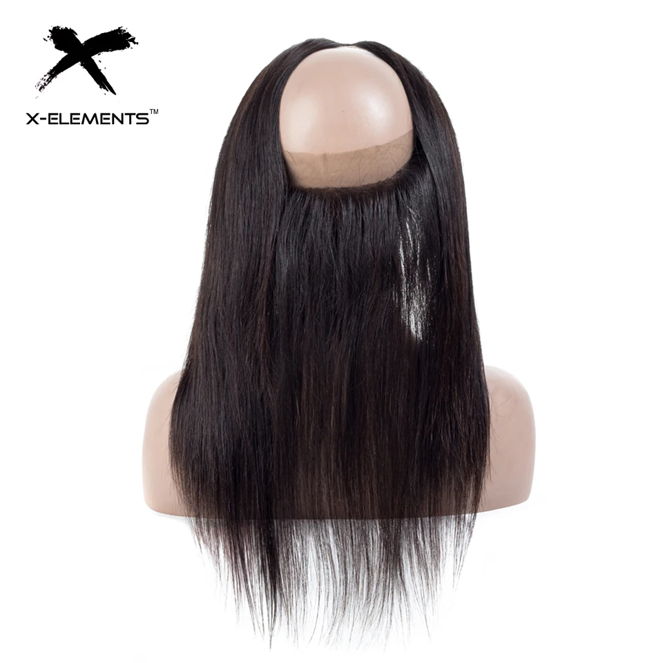 X-Elements 360 Lace Frontal with Bundles Brazilian Straight Human Hair Weave with Lace Frontal Remy Hair Bundles with Frontal (6)