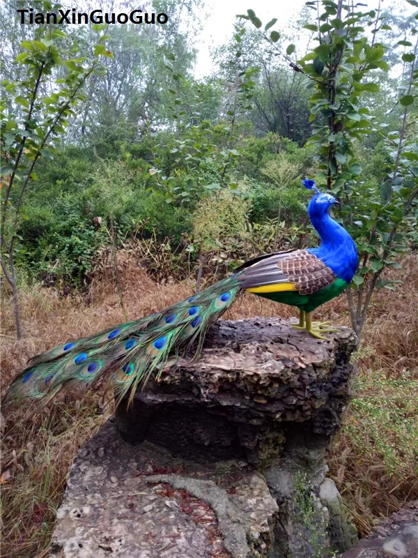 simulation bird beautiful feathers peacock hard model bird about 80cm teaching prop home garden ,party decoration gift s0319 peacock statue home decoration garden decoration peacock living room decoration wedding gift ornament