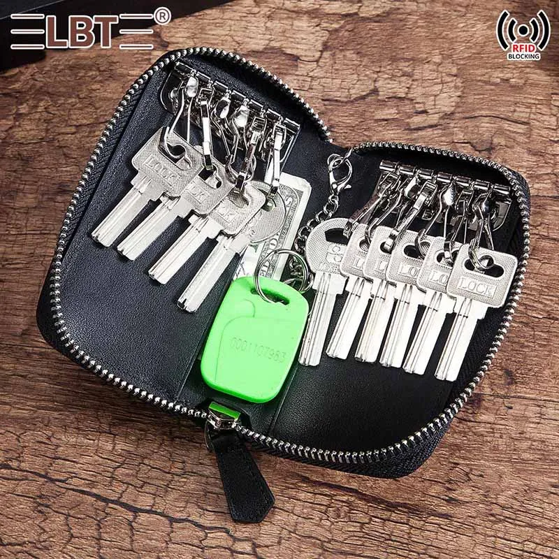 

key wallet Genuine Leather men women purse keychain car key holder case Organizer Pouch Cow Split Mini Card Bag High capacity
