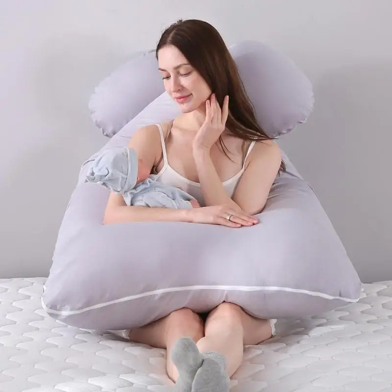 Подушка для сна для беременных женщин, хлопковая наволочка для тела, u-образные подушки для беременных, боковые шпалы для беременных, постельные принадлежности