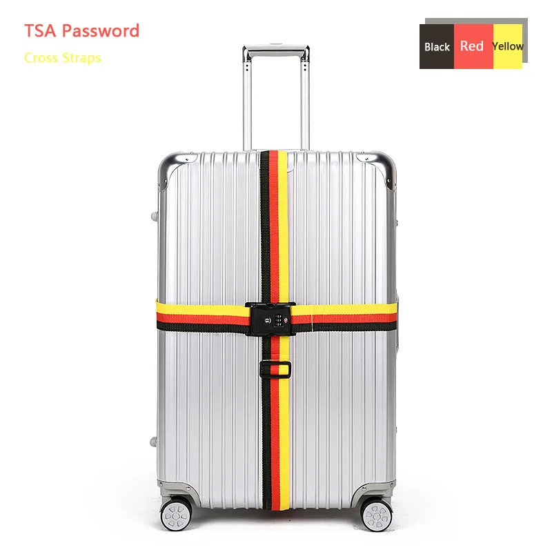 Travelsky New TSA Travel Luggage Strap Adjustable Lengthened Suitcase Cross Belt TSA/Password Lock Buckle Strap/Baggage Belts 