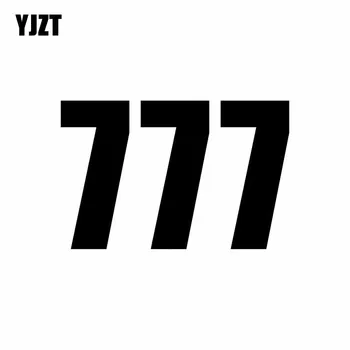 

YJZT 13CM*8.5CM Fashion Fun Race Number 777 Vinyl Car-styling Car Sticker Decal Black/Silver C11-0850