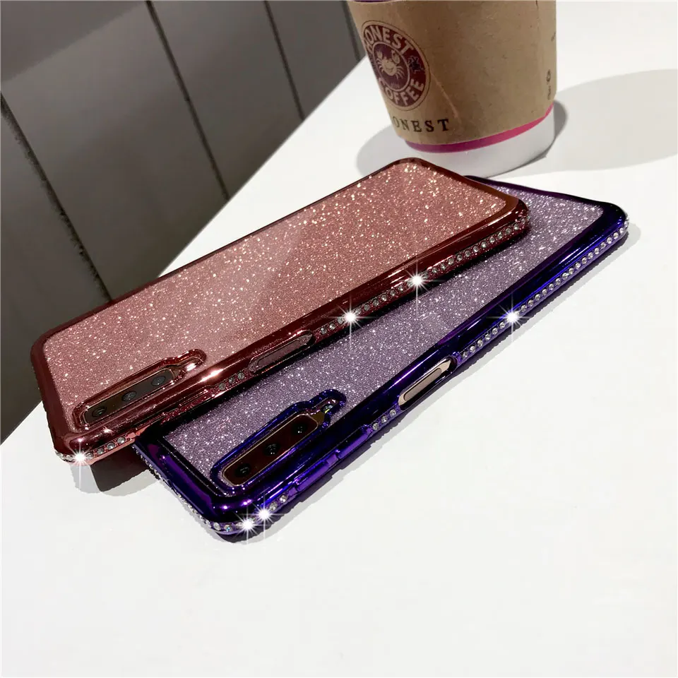 Алмазный чехол со стразами для Samsung Galaxy A7 2018 Note 9 8 S10 S10E A8 A6 A70 A50 A40 A30 A10 M20 M10