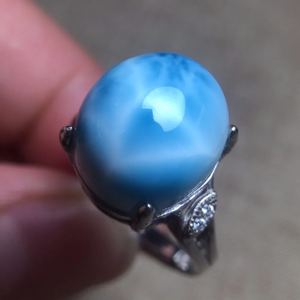 

Fine Jewelry 322 Real Pure 925 Steling Silver s925 100% Natural Blue Larimar Gemstones Female Fine Rings Christmas Gift