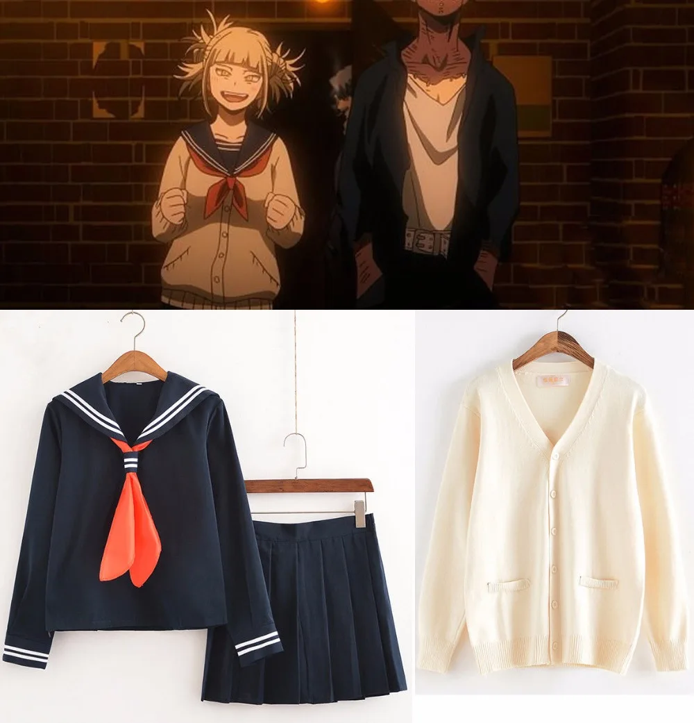 

My Hero Academia Himiko Toga Costume Boku no AcademiaCosplay JK Uniform Sweater Cardigan Suit