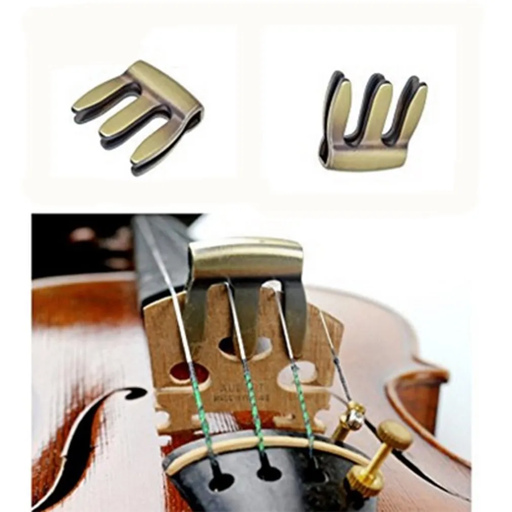 Compact Size Practical Violin Metal Mute Fiddle Silencer 3 Prong Design