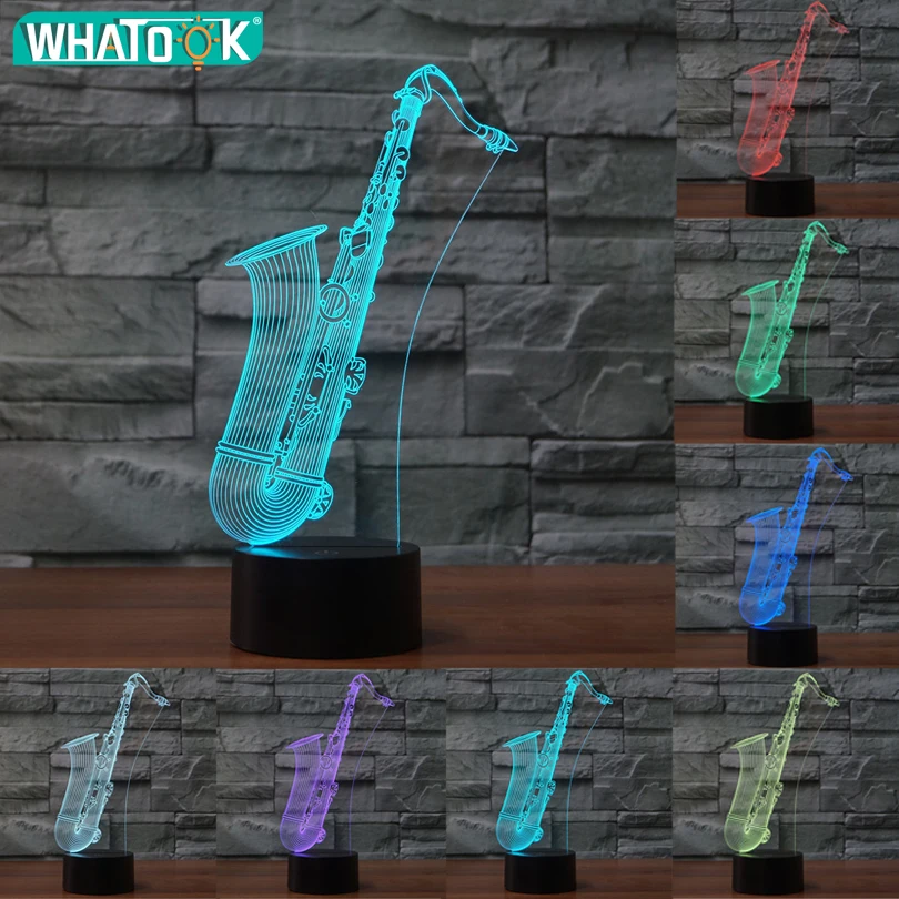 

LED Night Lights USB Lamp Saxophone 3D Nightlight 7 Color Changing Lampen for Home Bar Decorative Lights Music Lovers Gifts