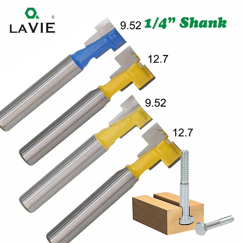 2pcs 1/4" Shank T Slot Cutter Router Bit Hex Bolt Key Hole Bits T