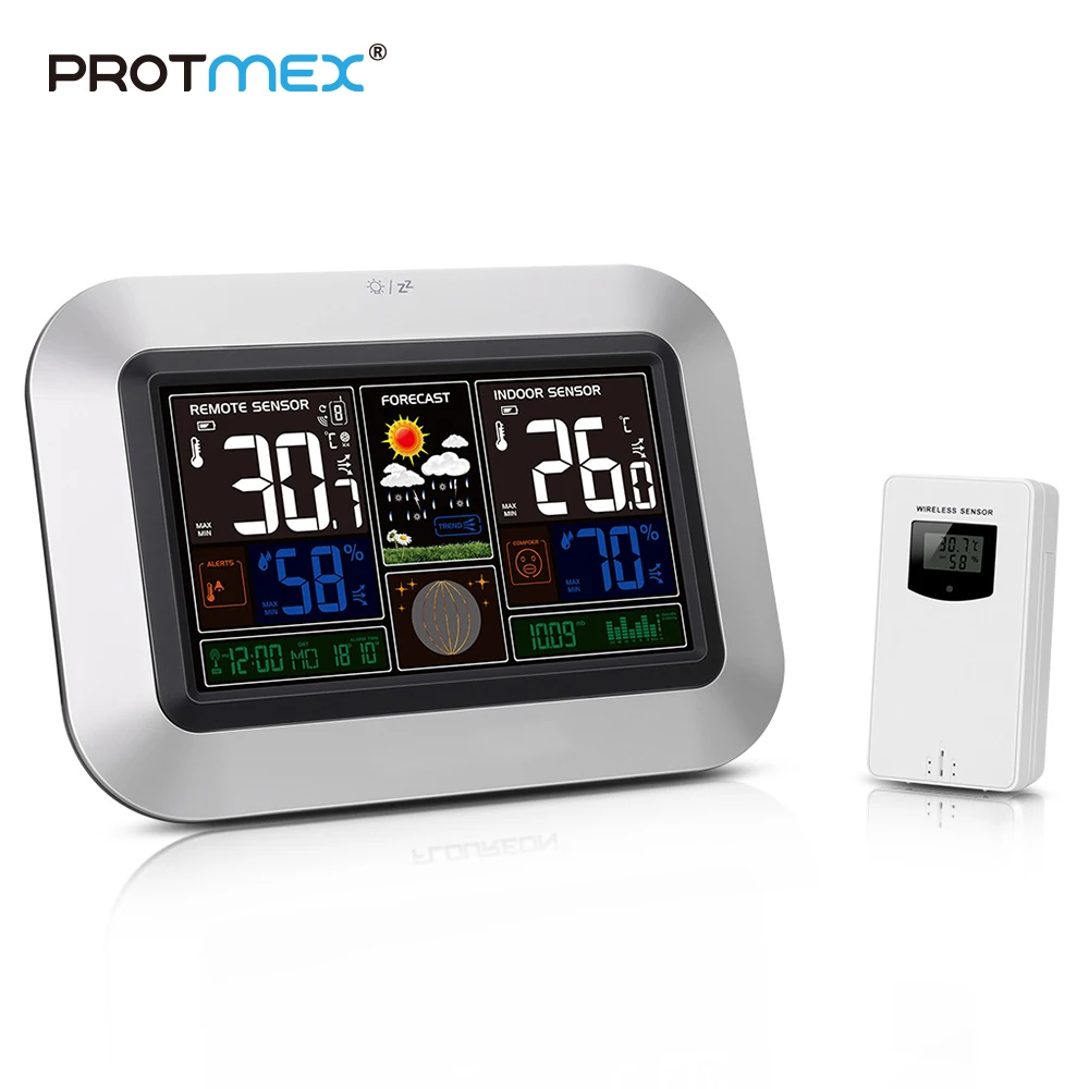 PROTMEX Wireless Thermometer Hygrometer Thermometer Alarm Clock Weather Station Digital RCC
