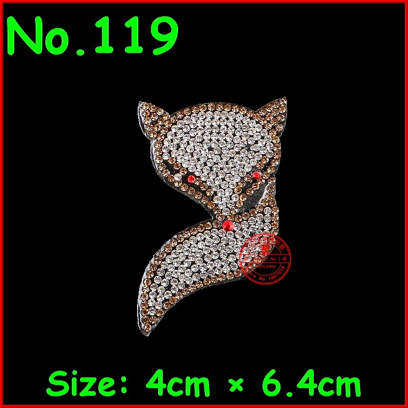 

1 pcs/lot Fox Hot Fix Motifs Iron On Crystal Rhinestones Patches Heat Transfer Applique bead Jewelry For Women DIY Wedding Dress