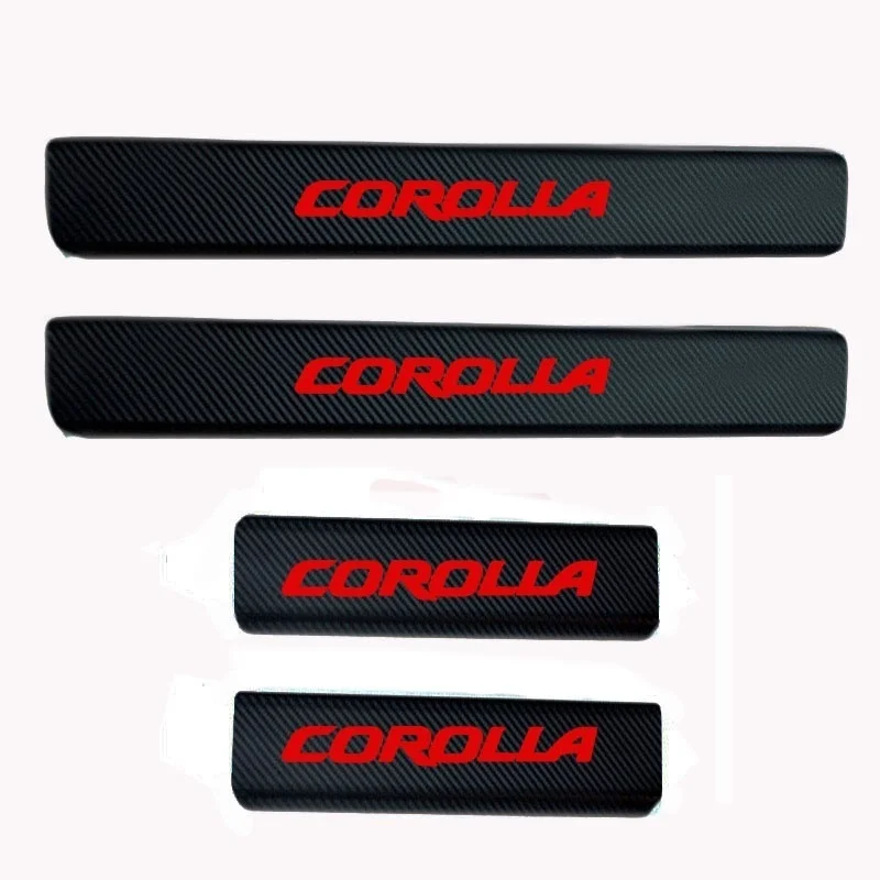 

4pcs Scuff Plate For Toyota Corolla 2014 2015 2016 2017 Reflective Extenal Door Sill Carbon fiber sticker threshold