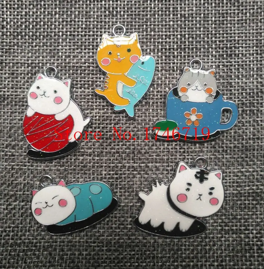 buy Hot Sale 10 pcs Popular Cartoon Japanese anime Cat Charm Pendants DIY Jewelry Making For Best Gift GJ 3