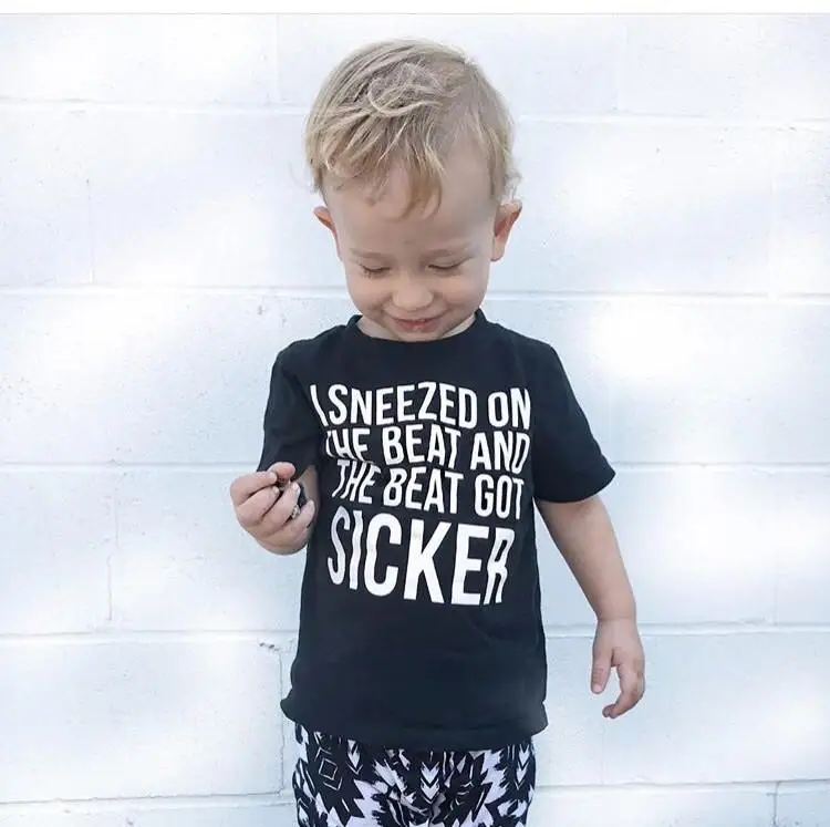 I Sneezed On The Beat And The Beat Got Sicker Letter Print Children S Shirt Baby Boy Toddler Cute Graphic T Shirt Clothes T Shirts Aliexpress