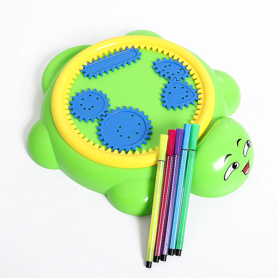 Cartoon Tortoise Spin'N Spiral Doodler Design Spirograph Drawing Set Creative Spiral Sketchpad 5 Gear 5 Pens Educational Toys