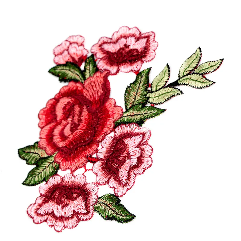 

Rose Flower Floral Collar Patch Cute Applique Badge Embroidered Fabric Sticker Clothes Jacket Jeans Garment Patches