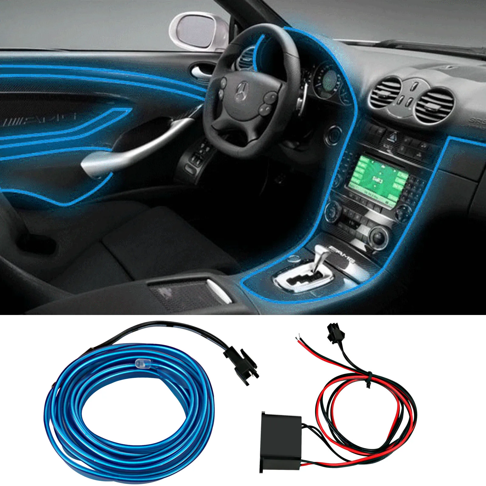 

1 Meter Car Flashing Car Interior Ambient Light Panel illumination Inside Strip Refit Optic Fiber LED Wire Tube Rope Decoration