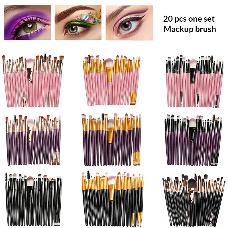 

Anmor 20Pcs/lot Eyeshadow Makeup Brushes Professional Make Up Brush Foundation Set Powder Eyebrow Eye Shadow Powder Cosmetic Kit