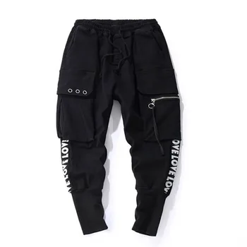 

Fashion Mens Barefoot Sweatpants Hip-Hop Haren More pockets Zipper Pants Slacks Trousers Male Autumn Hight Street PT-BOY Pants
