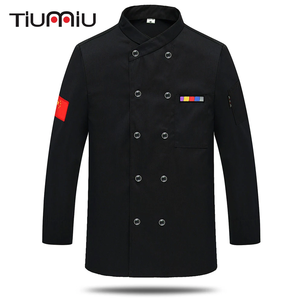 

7 Colors M-3XL Unisex Chinese Restaurant Chef Work Uniforms Bakery Kitchen Work Wear Clothes Long Sleeve Breathable Cook Jackets