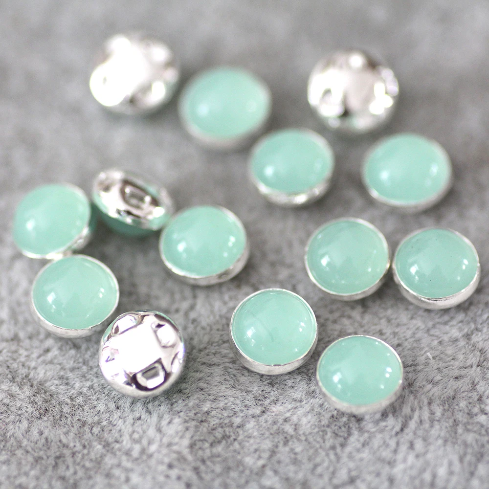 

8mm 50pcs/lot Green opal silver Plate Sew on Beads for Dresses, Sew On Rhinestones beads for jewelry making, Sew on Button