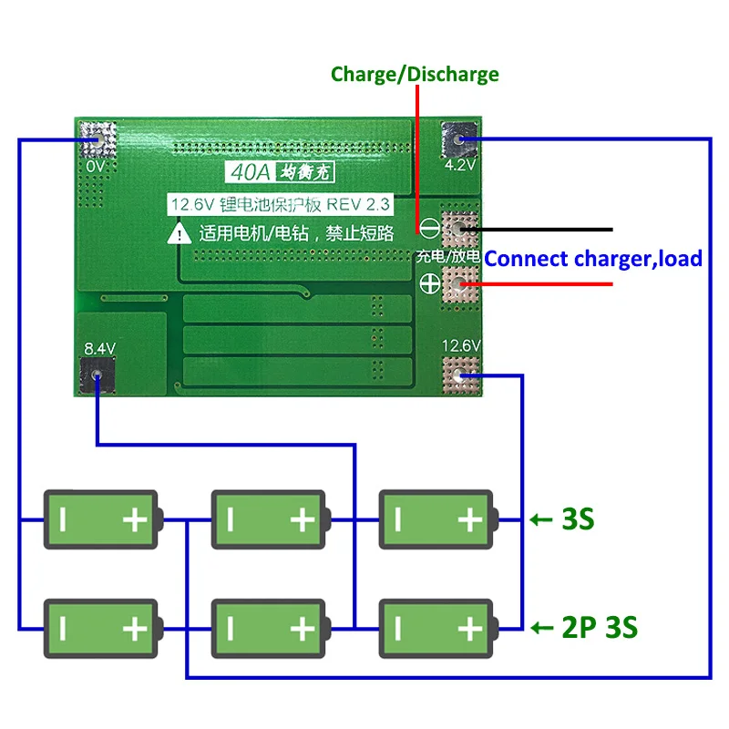 Защитная плата PCB BMS зарядного устройства литий ионной батареи 3S 40A с