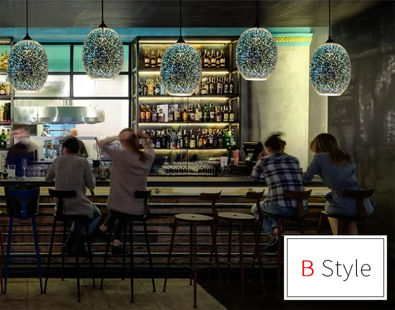 Horsten Novelty Modern LED Pendant Light Glass Hanging Lamps 3D Design Lamp E27 110V 220V For Bar Restaurant Cafe Living Room Lamp (25)
