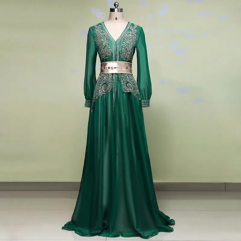 Elegant-Emerald-Green-Long-Sleeve-Evening-Dress-Gown-Arabic-Style-Evening-Dresses-Kaftan-Abiye-2016-Robe 1