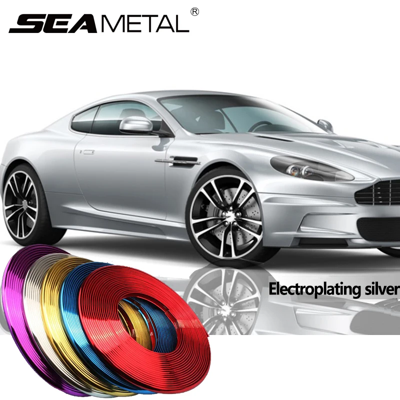

Accessories Car Wheel Stickers Chrome Wheels Decoration Auto Tire Rim Protection Strips Grille Anti-collision Electroplate Strip