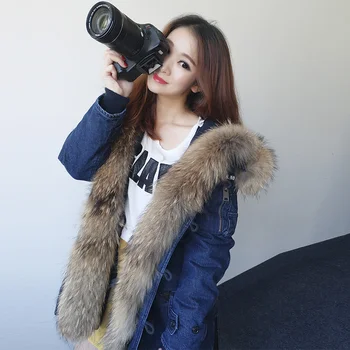 

Hot New 2017 Winter Women's Fashion Loose Letter Printing Big Real Raccoon Hooded Long Coats Jackets Ladies Thick Outwear Parkas