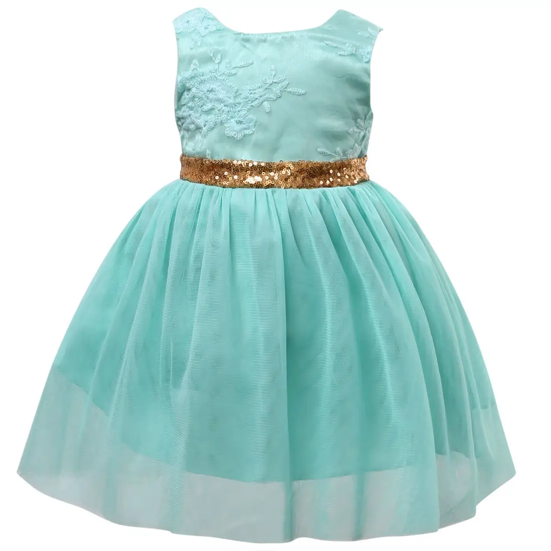 Flower Girl Dress Kid Princess Wedding Bridesmaid Party Formal Sequin Ball Gown Dress Cotton