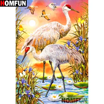 

HOMFUN Full Square/Round Drill 5D DIY Diamond Painting "Animal crane" Embroidery Cross Stitch 5D Home Decor Gift A14294