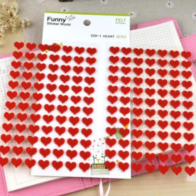 8 Sheets Love Heart Stickers Heart Shape Decorative Sticker For