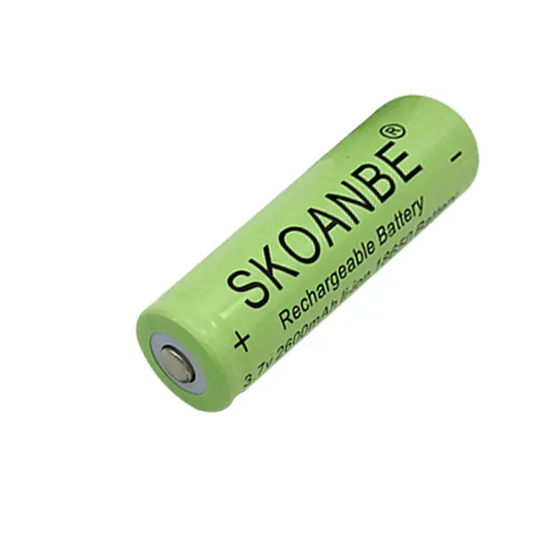 10 шт SKOANBE зеленый 2600mAh 18650 аккумулятор 3,7 V литий-ионный аккумулятор 18650 liion аккумулятор для светодиодного фонарика