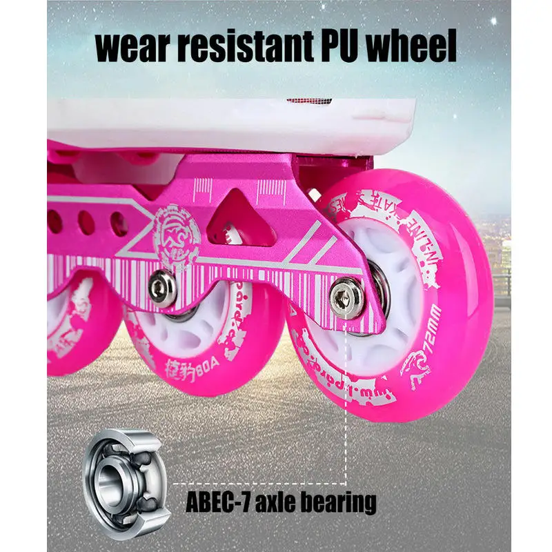 الأطفال شقة زهرة مزدوجة الأسطوانة تعديل ، pu عجلة الاطفال مضمنة ، أطفال التزلج مع الجبهة عجلة فلاش