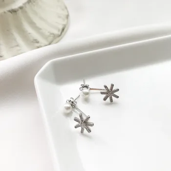 

New Fashion micro pearl TV star tower S925 pure silver flower earrings earrings