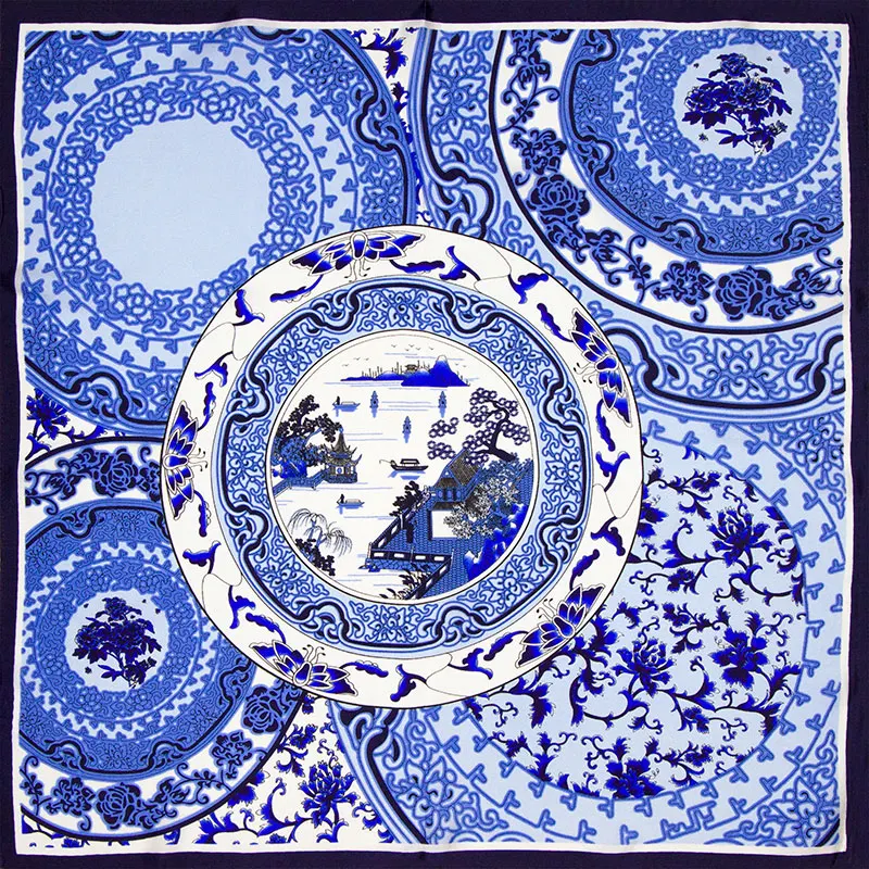 

100% Silk Scarf Women Scarf Lake Neckerchief Designer Scarf Silk Bandana 2019 Foulard Small Square Silk Scarf Luxury Lady Gift