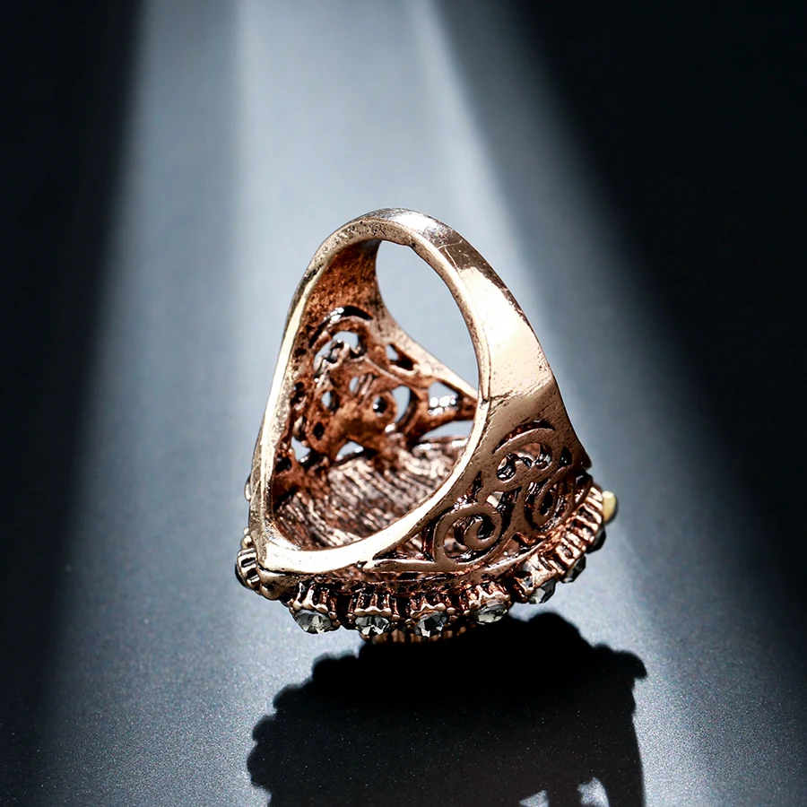 Kinel уникальное античное Золотое серое Кристальное кольцо для женщин, вечерние аксессуары, винтажные Свадебные ювелирные изделия, роскошные подарки, новинка