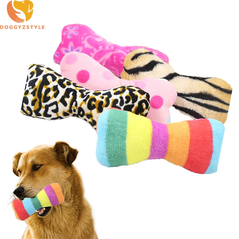 1PC Plush Pet Dog Sound Toys Bone Shape Puppy Chew Squeaker Squeaky