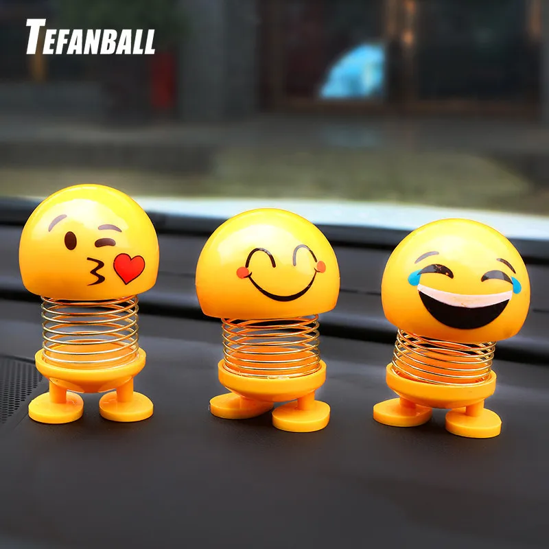 

Bobblehead Nod Shaking Head Toys Car Ornaments Dolls Cute Cartoon Emoji Wobble Head Robot Car decoration for Audi