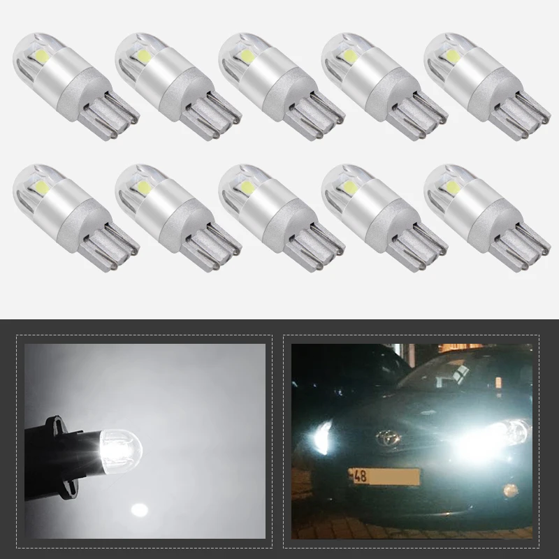

10x W5W LED T10 3030 Car lamps 168 194 Turn Signal License Plate Light Trunk Lamp Clearance Lights Reading lamp 12V White Red