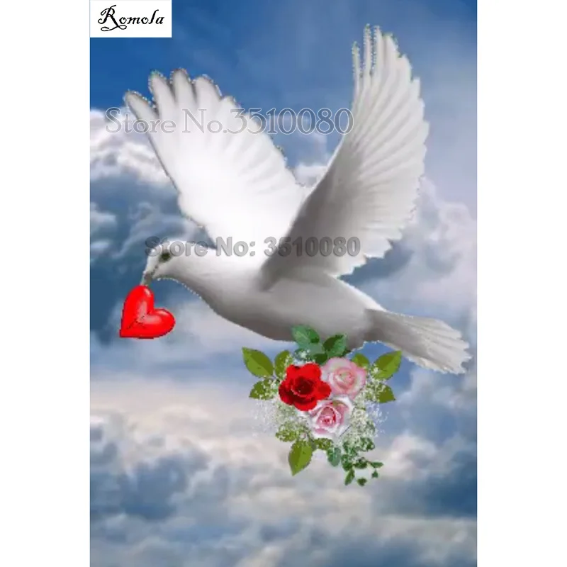 

Peace Dove room decor full square Embroidery Pattern diamond 5D DIY paintings 3D Cross stitch kits mosaic stickers RS2421