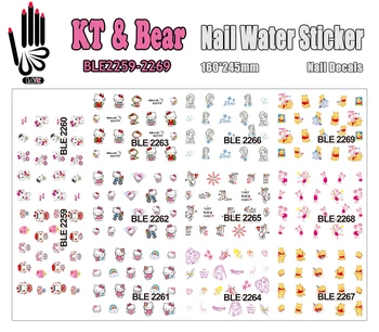 

11 Sheets/Lot Nail Art Wraps BLE2259-2269 Cartoon KT Cat Bear Nail Water Transfer Sticker for Nail Decal(11 DESIGNS IN 1)