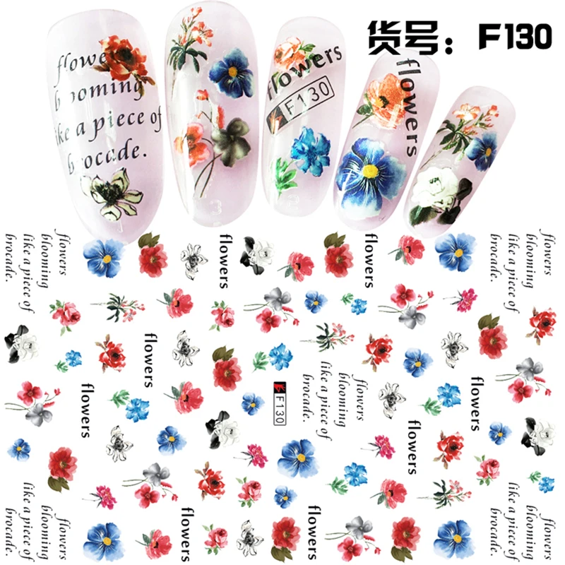 

YWK 1pcs Colors Flowers 3D Embossed Nail Sticker Flower Adhesive DIY Manicure Slider Nail Art Tips Decorations Decals